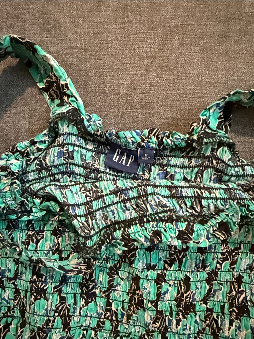 GAP Green and Black Floral Smocked Sundress - Picture 2 of 7